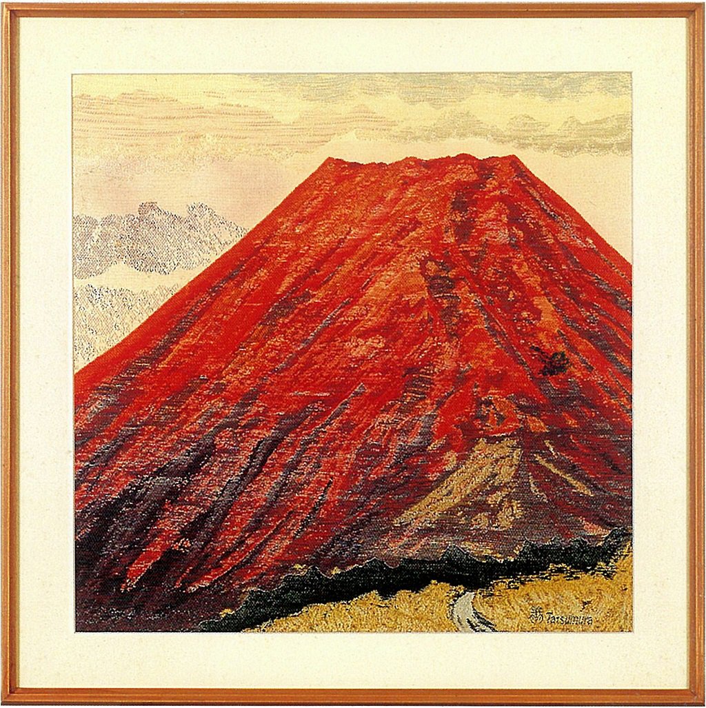 Framed Fabric Art "Aka-Fuji"