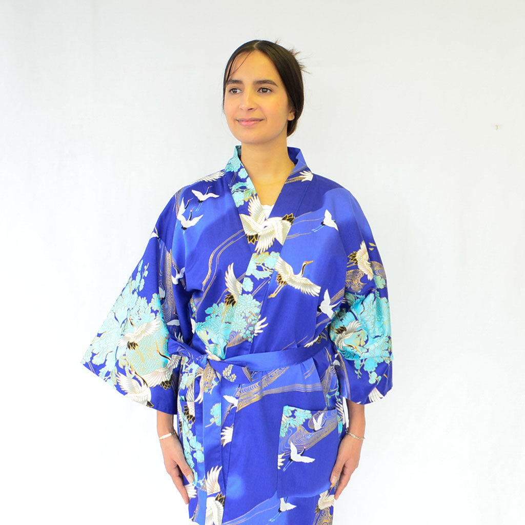 Japanese Kimono Women's Cotton Knee-length "Crane"
