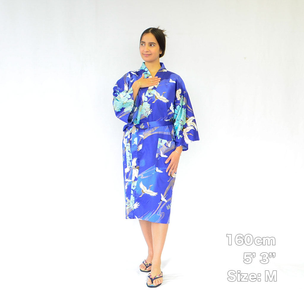 Japanese Kimono Women's Cotton Knee-length "Crane"