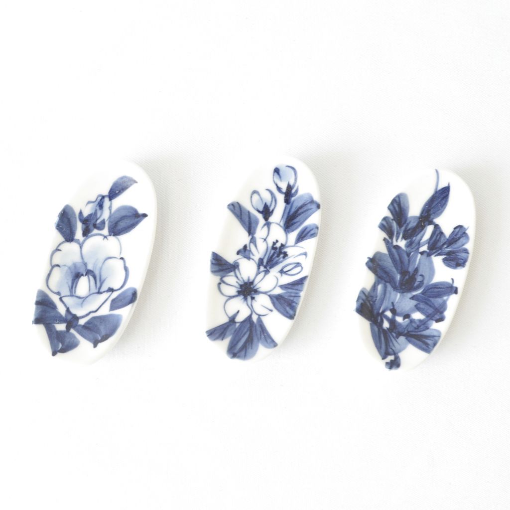 Kiyomizu ware Chopstick rest 5pcs set "Seasonal flowers"