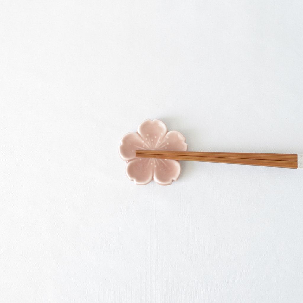 Kiyomizu ware Chopstick rest 5pcs set "Cherry blossom"