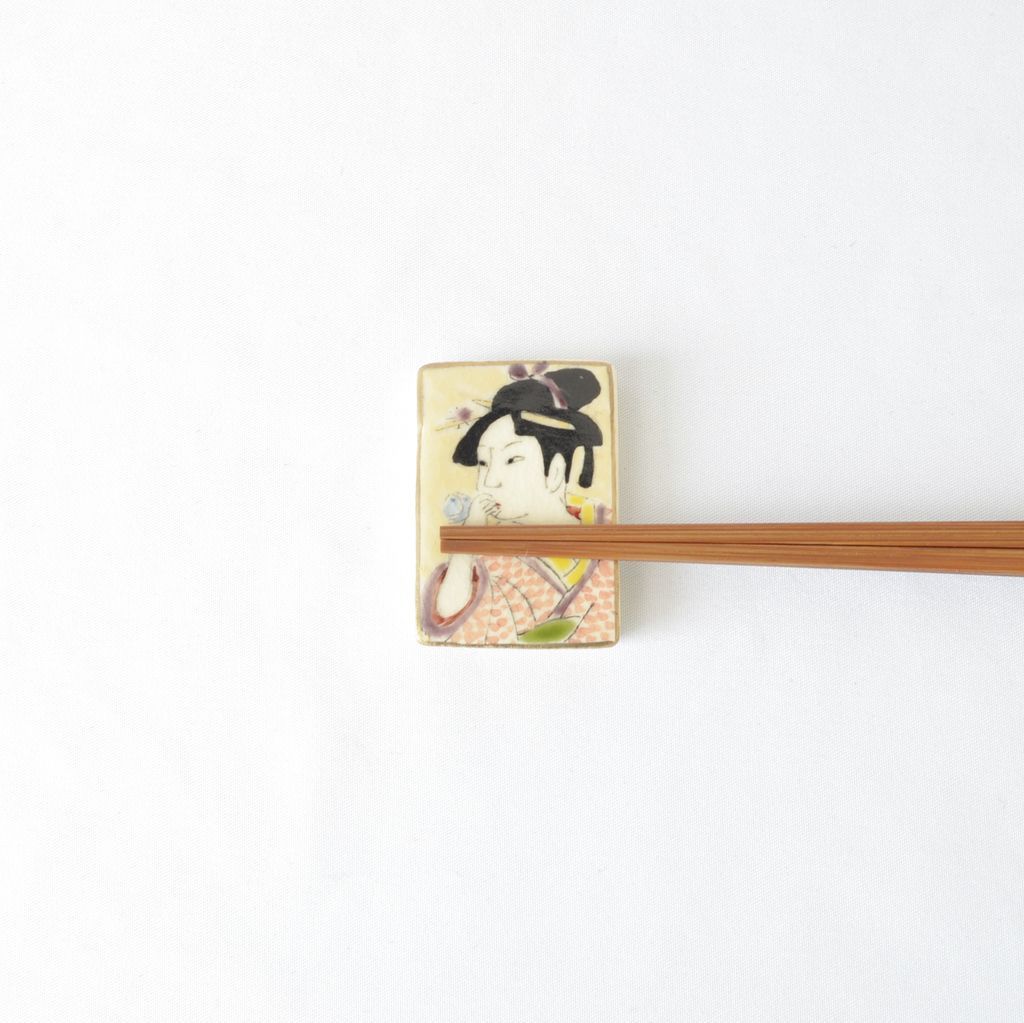 Kiyomizu ware Chopstick rest 5pcs set "Ukiyo-e"