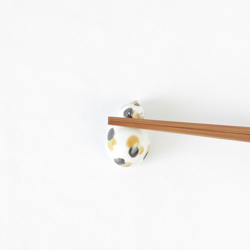 Kiyomizu ware Chopstick rest 5pcs set "Sleeping cat"