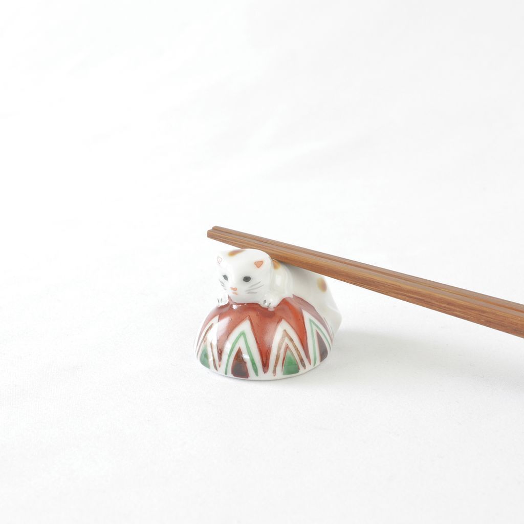 Kiyomizu ware Chopstick rest 5pcs set "Playing cat"