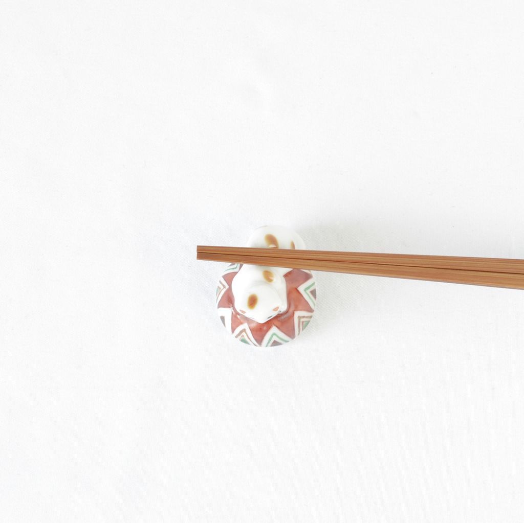 Kiyomizu ware Chopstick rest 5pcs set "Playing cat"