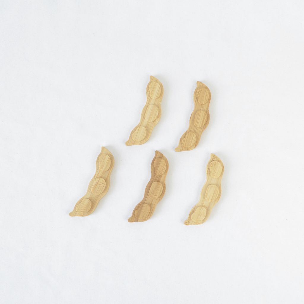Bamboo Chopstick rest 5pcs set "Pea pod"