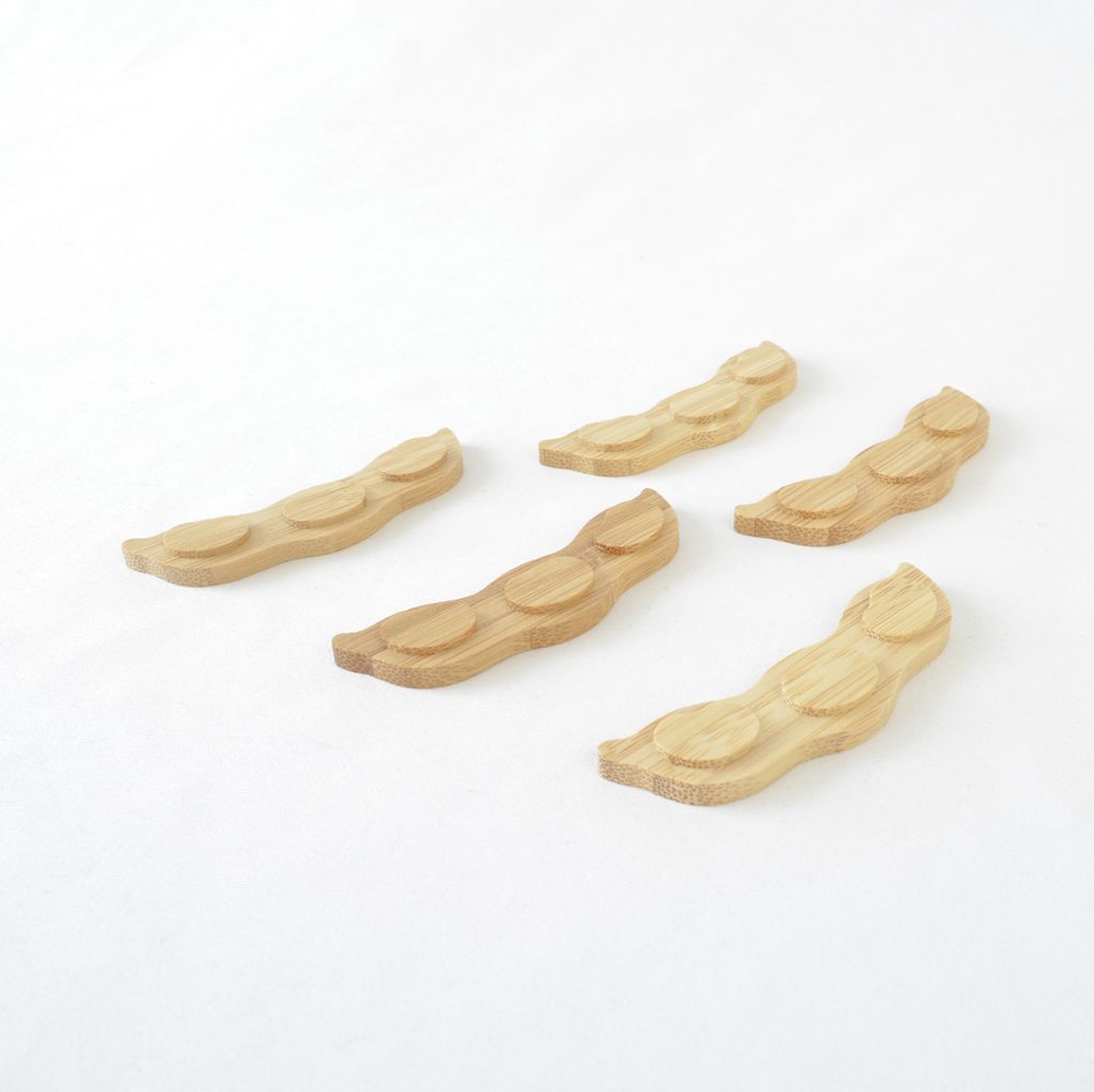 Bamboo Chopstick rest 5pcs set "Pea pod"