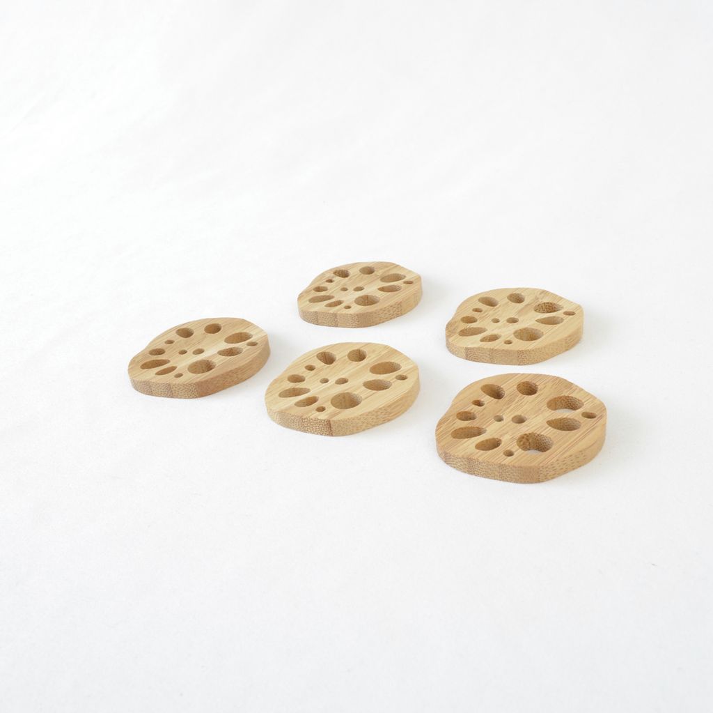 Bamboo Chopstick rest 5pcs set "Lotus root"