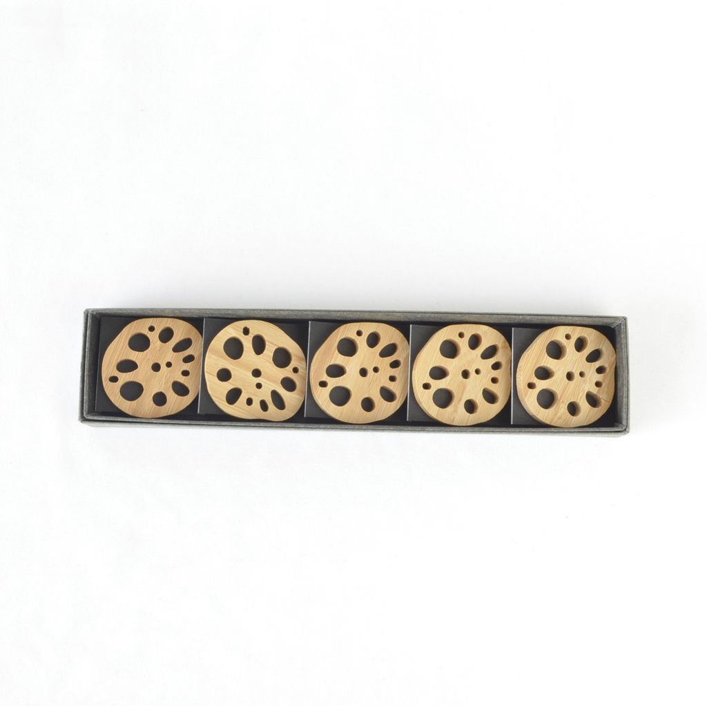 Bamboo Chopstick rest 5pcs set "Lotus root"