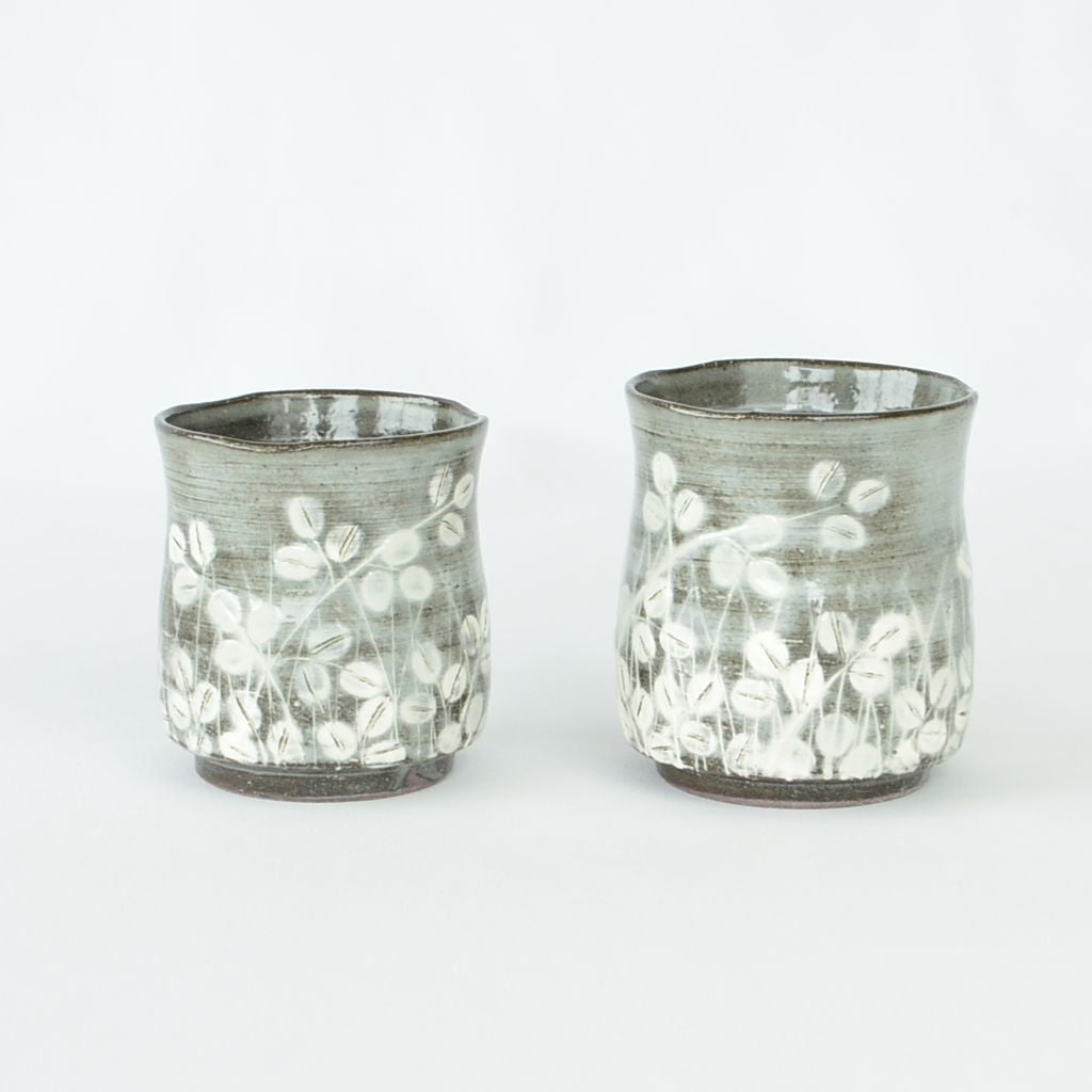 Kiyomizu ware Tea pot & Cup set "Hagi gasane"