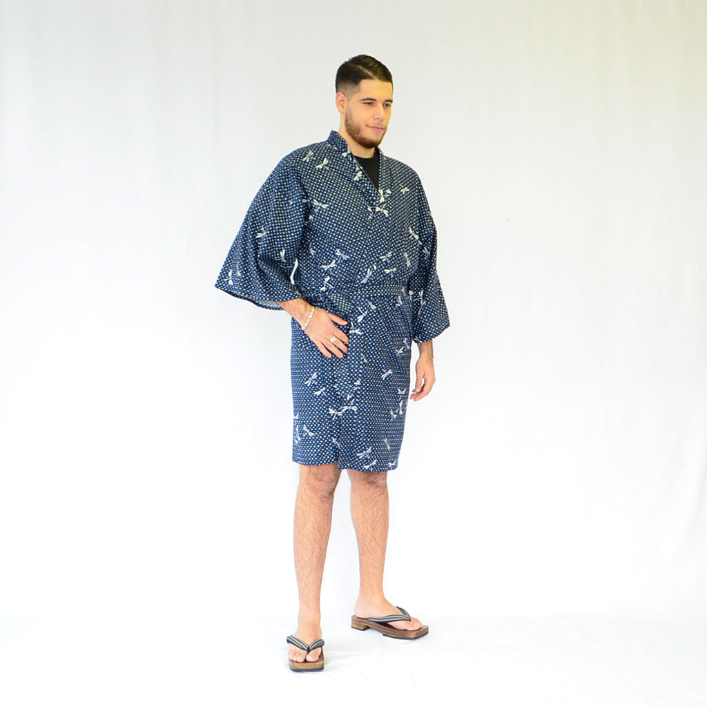 Japanese Yukata Unisex Cotton Knee-length "Dragonfly"