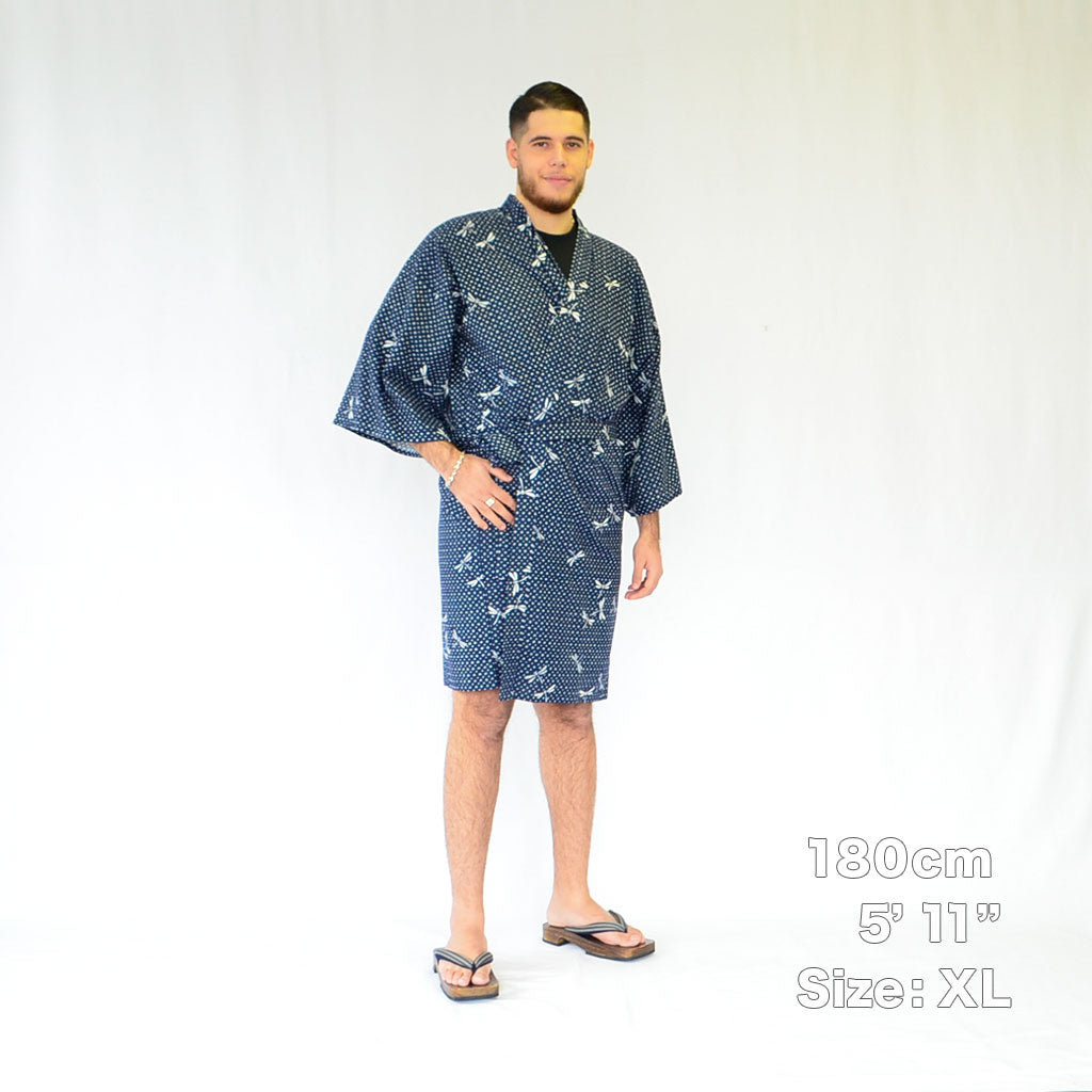 Japanese Yukata Unisex Cotton Knee-length "Dragonfly"