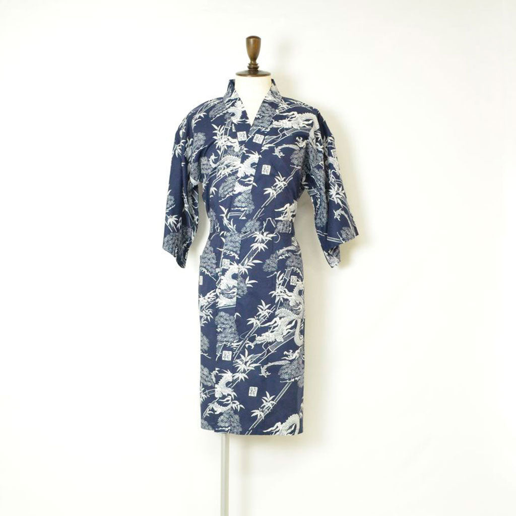 Japanese Yukata Unisex Cotton Knee-length "Pine Bamboo and Dragon"