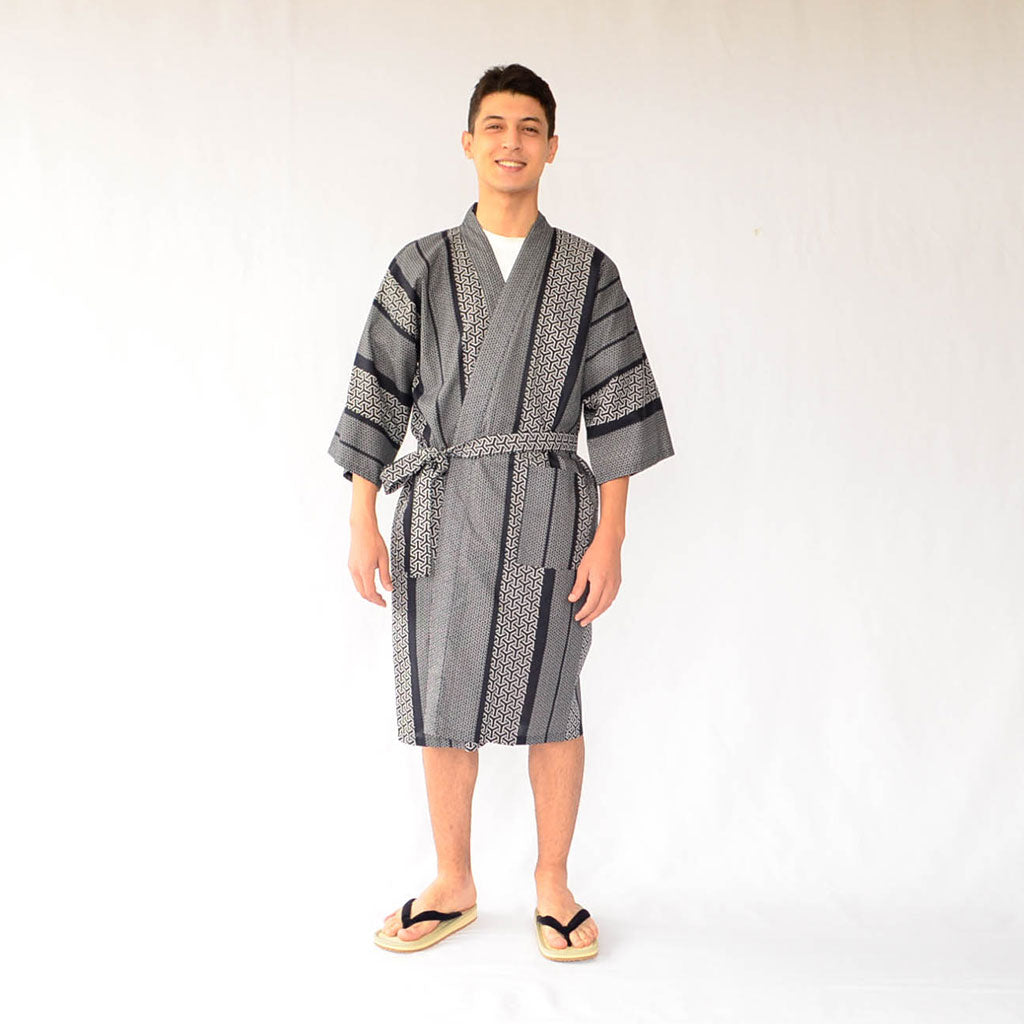 Japanese Yukata Unisex Cotton Knee-length "Hexagonal Pattern"