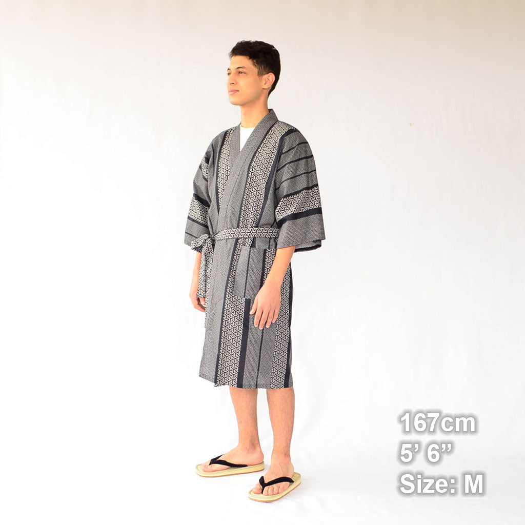 Japanese Yukata Unisex Cotton Knee-length "Hexagonal Pattern"