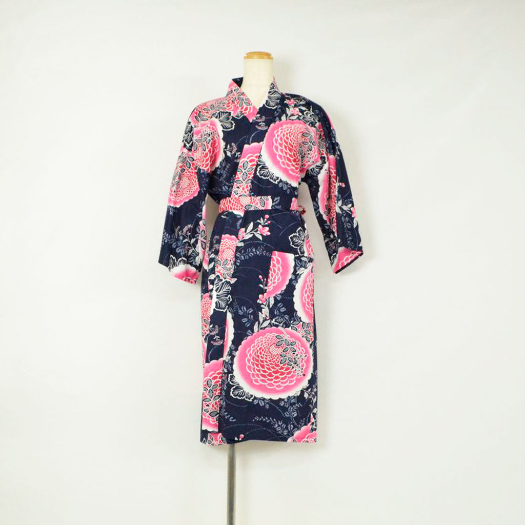 Japanese Yukata Women's Cotton Knee-length "Peony and Chrysanthemum"