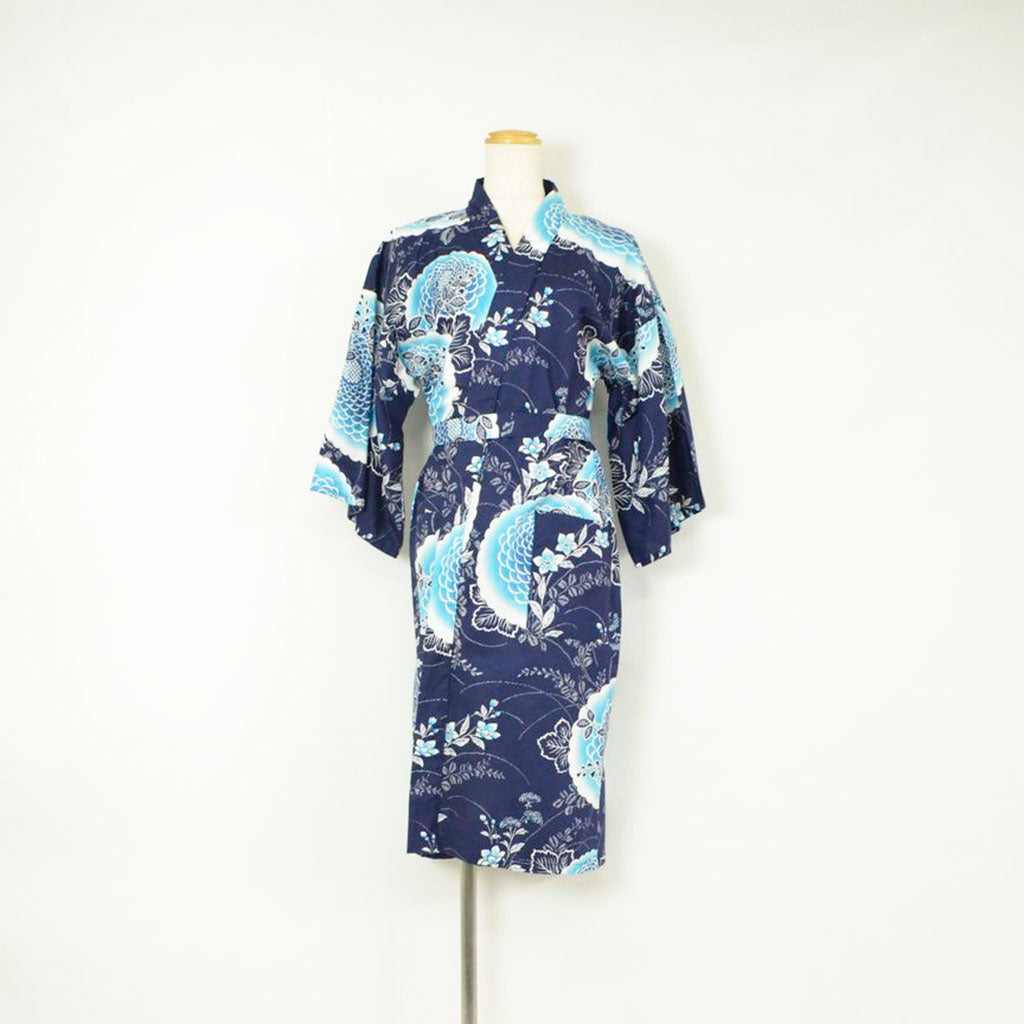 Japanese Yukata Women's Cotton Knee-length "Peony and Chrysanthemum"