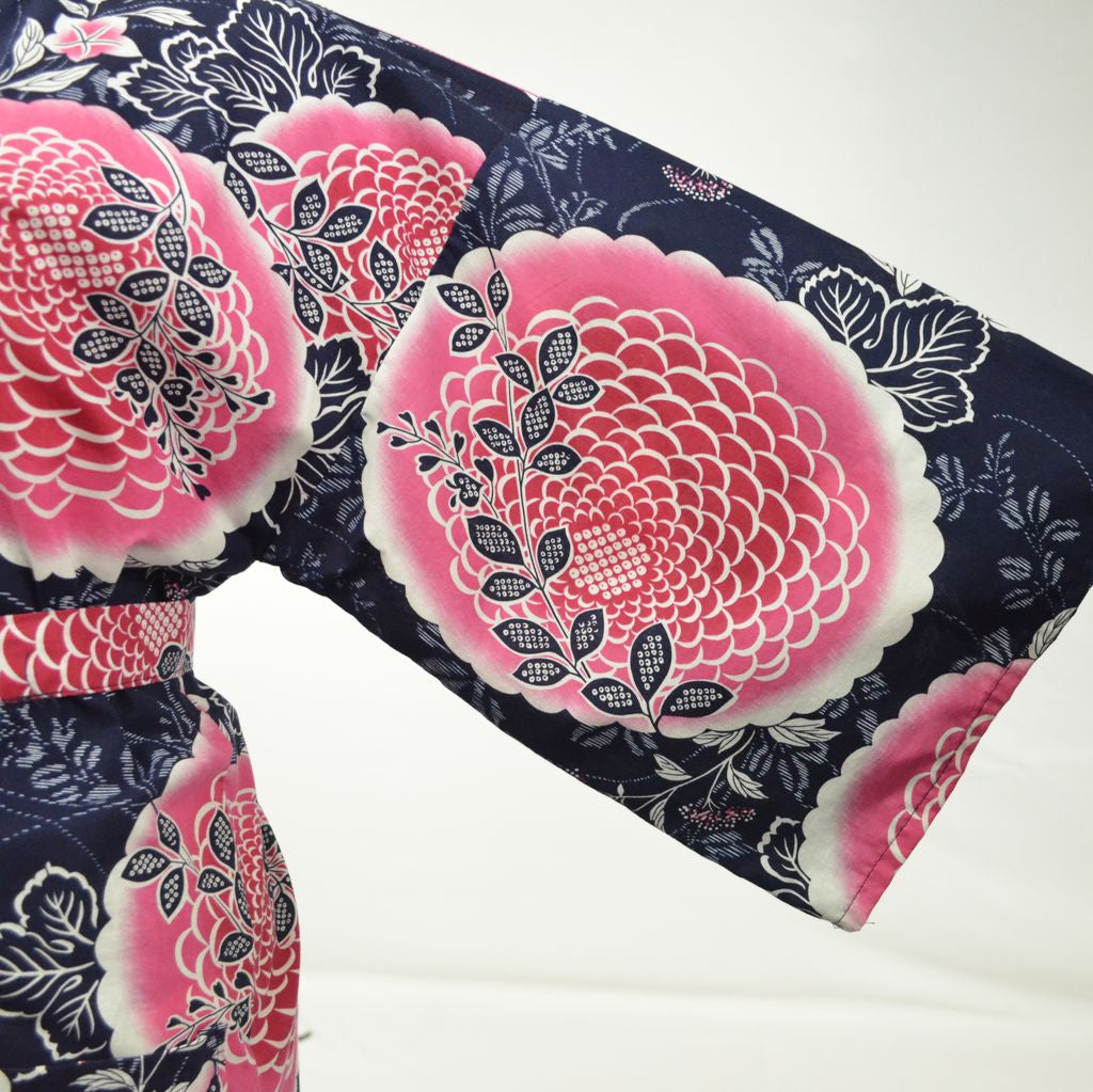 Japanese Yukata Women's Cotton Knee-length "Peony and Chrysanthemum"