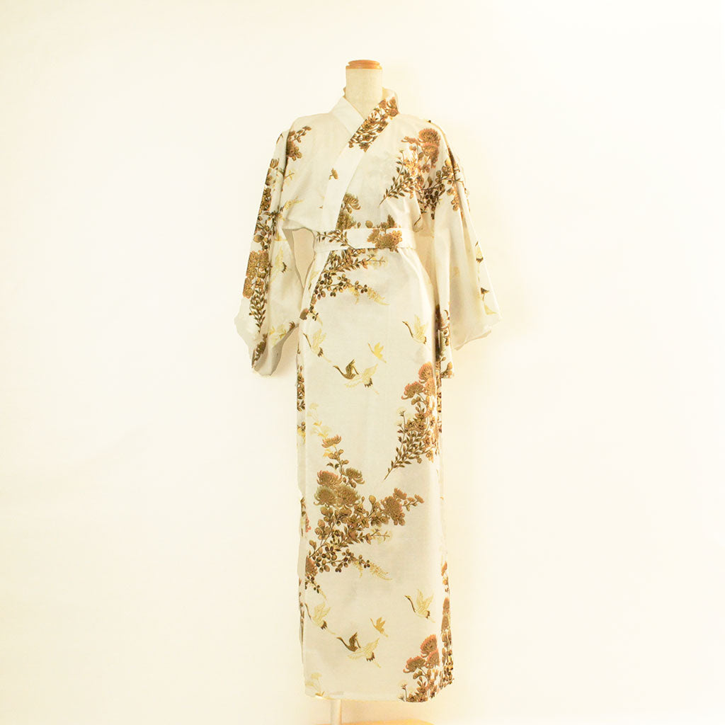 Japanese Colorful Yukata Women's Cotton "Golden Crane"