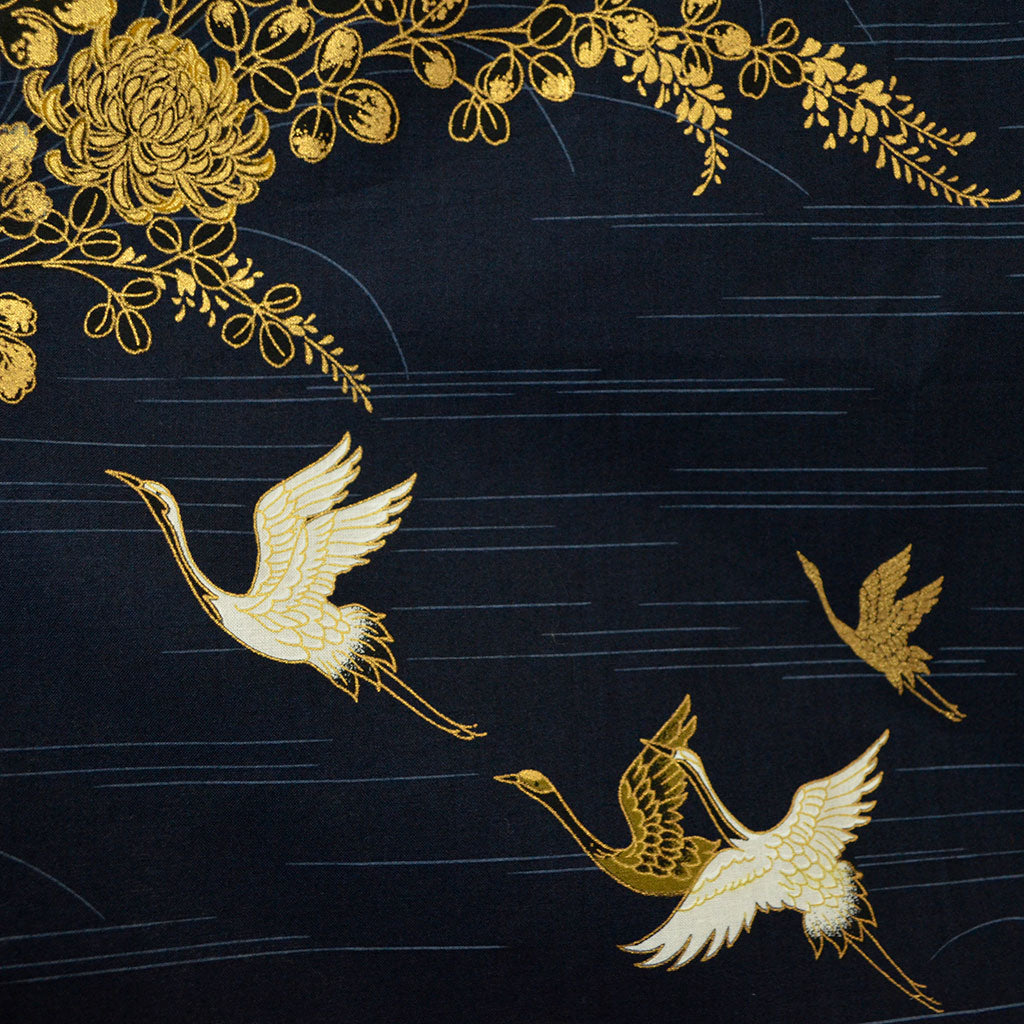 Japanese Colorful Yukata Women's Cotton "Golden Crane"