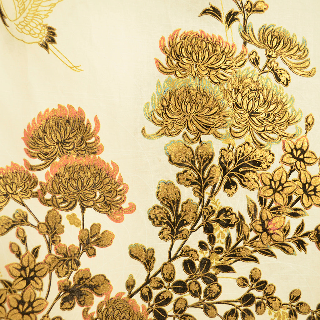 Japanese Colorful Yukata Women's Cotton "Golden Crane"