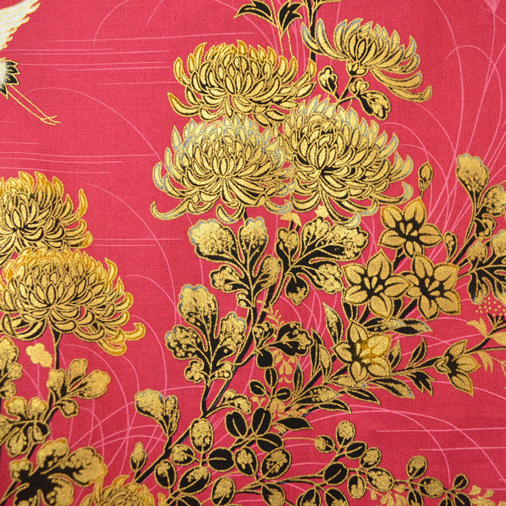 Japanese Colorful Yukata Women's Cotton "Golden Crane"