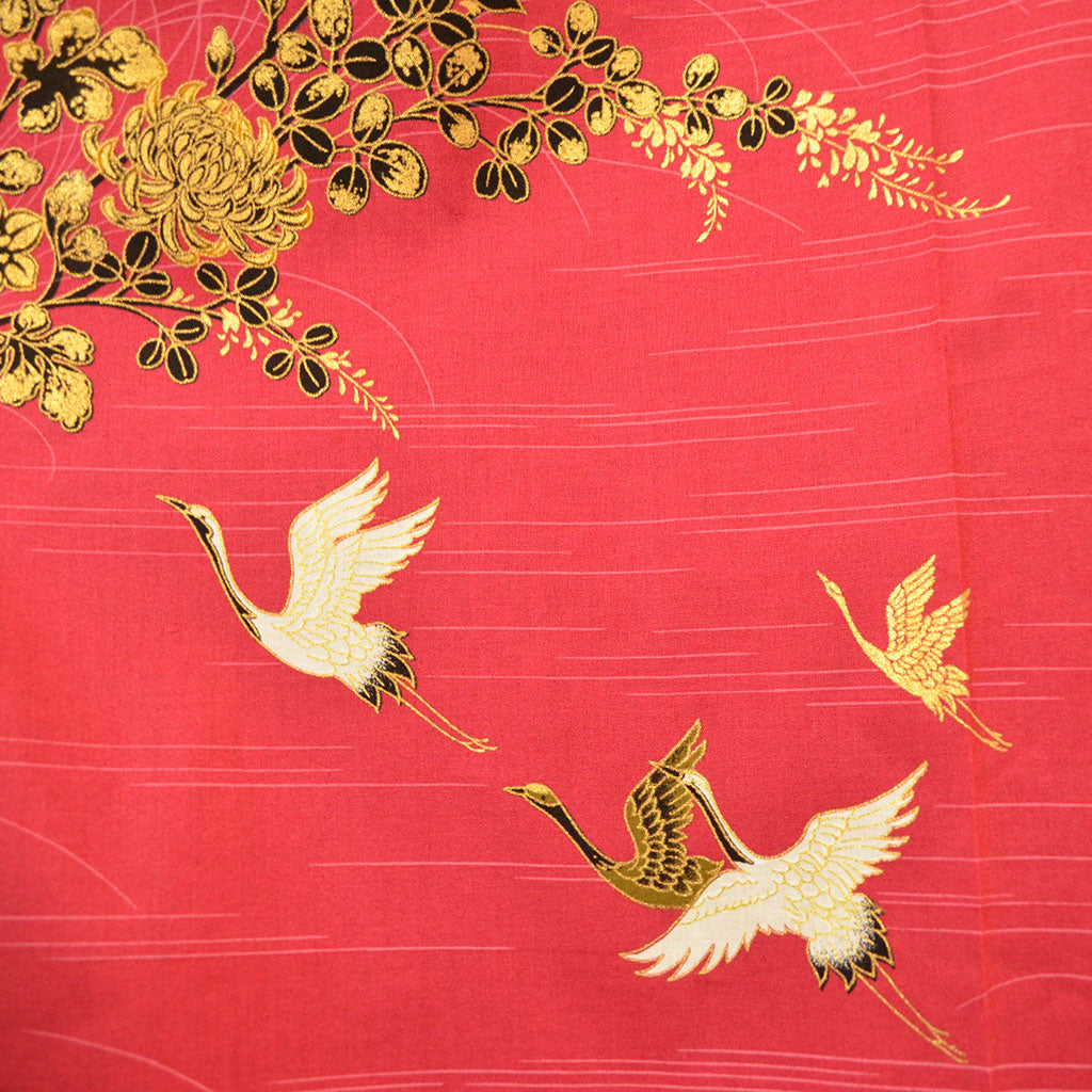 Japanese Colorful Yukata Women's Cotton "Golden Crane"