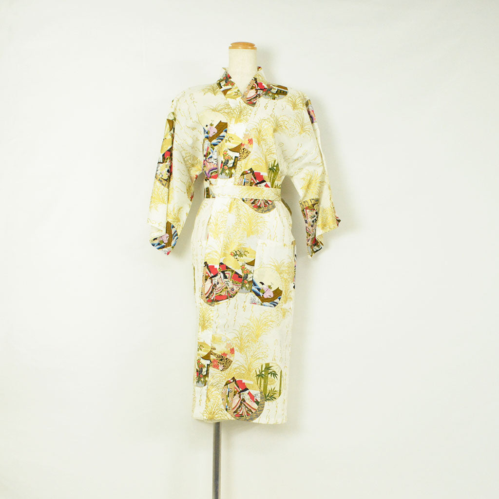 Japanese Colorful Yukata Women's Cotton Knee-length "Calligraphy and Princess"