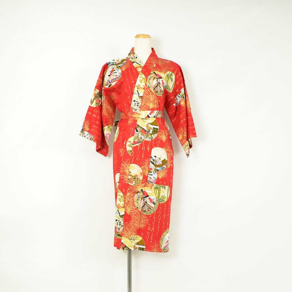 Japanese Colorful Yukata Women's Cotton Knee-length "Calligraphy and Princess"