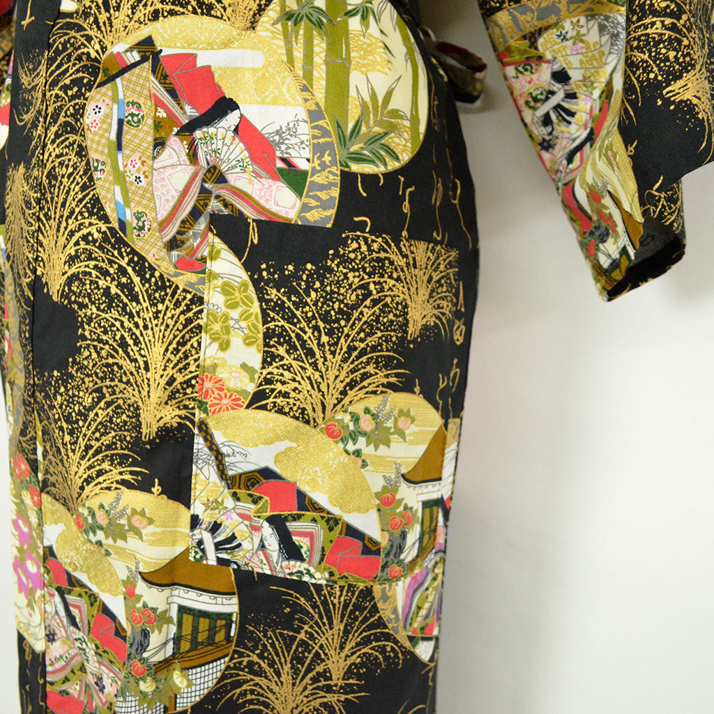 Japanese Colorful Yukata Women's Cotton Knee-length "Calligraphy and Princess"