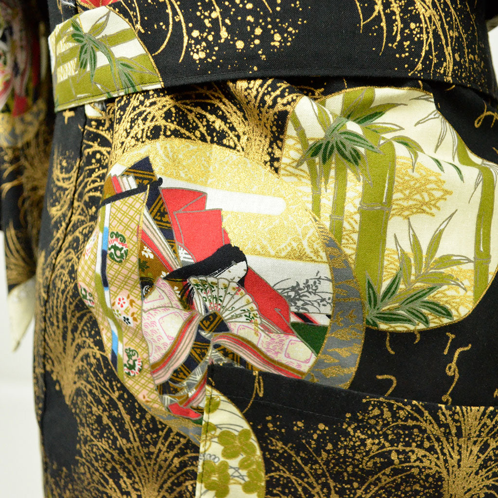 Japanese Colorful Yukata Women's Cotton Knee-length "Calligraphy and Princess"