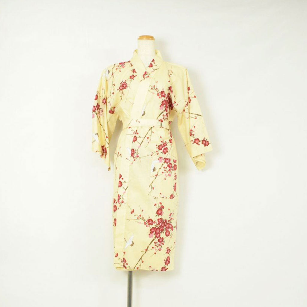 Japanese Colorful Yukata Women's Cotton Knee-length "Sakura Crane"