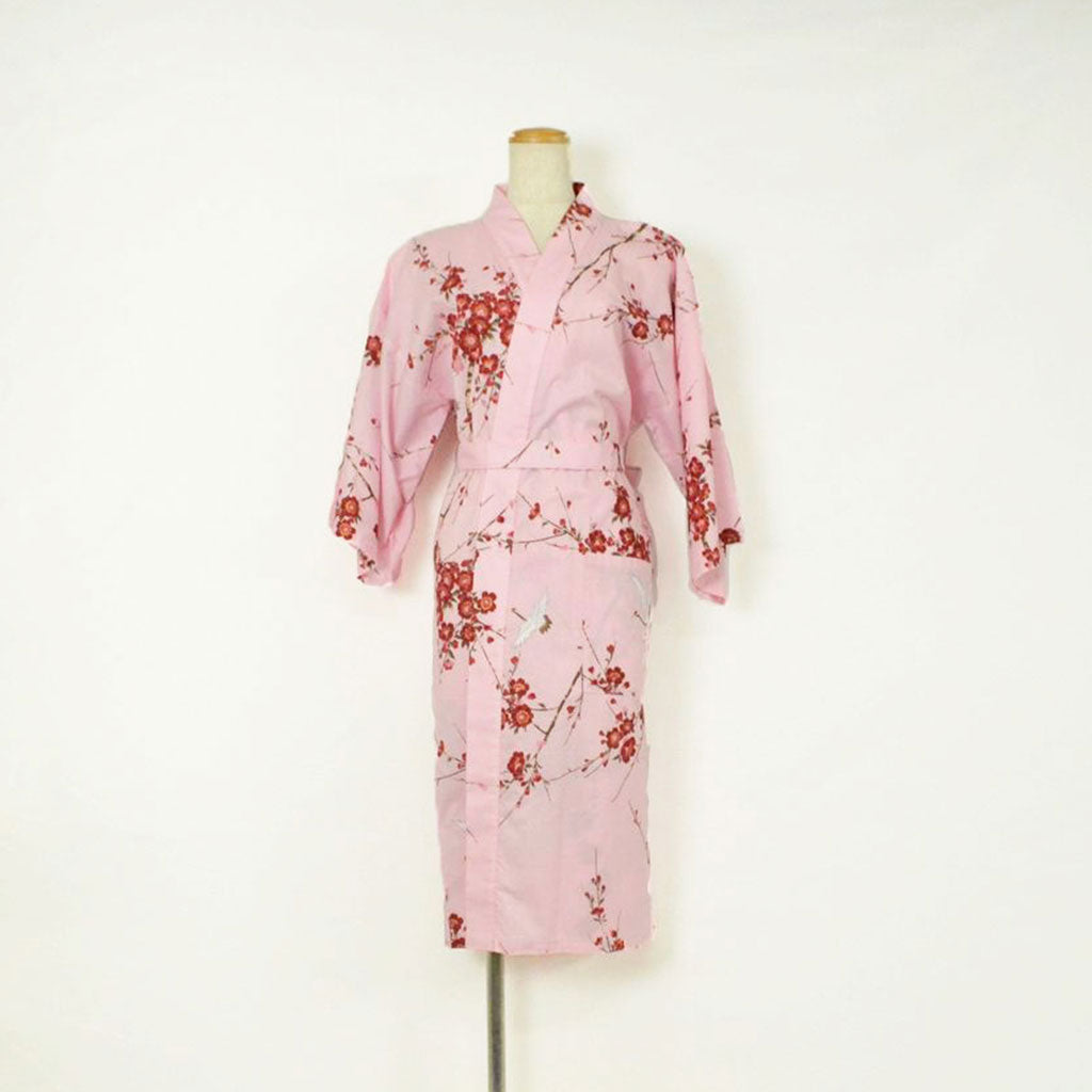 Japanese Colorful Yukata Women's Cotton Knee-length "Sakura Crane"