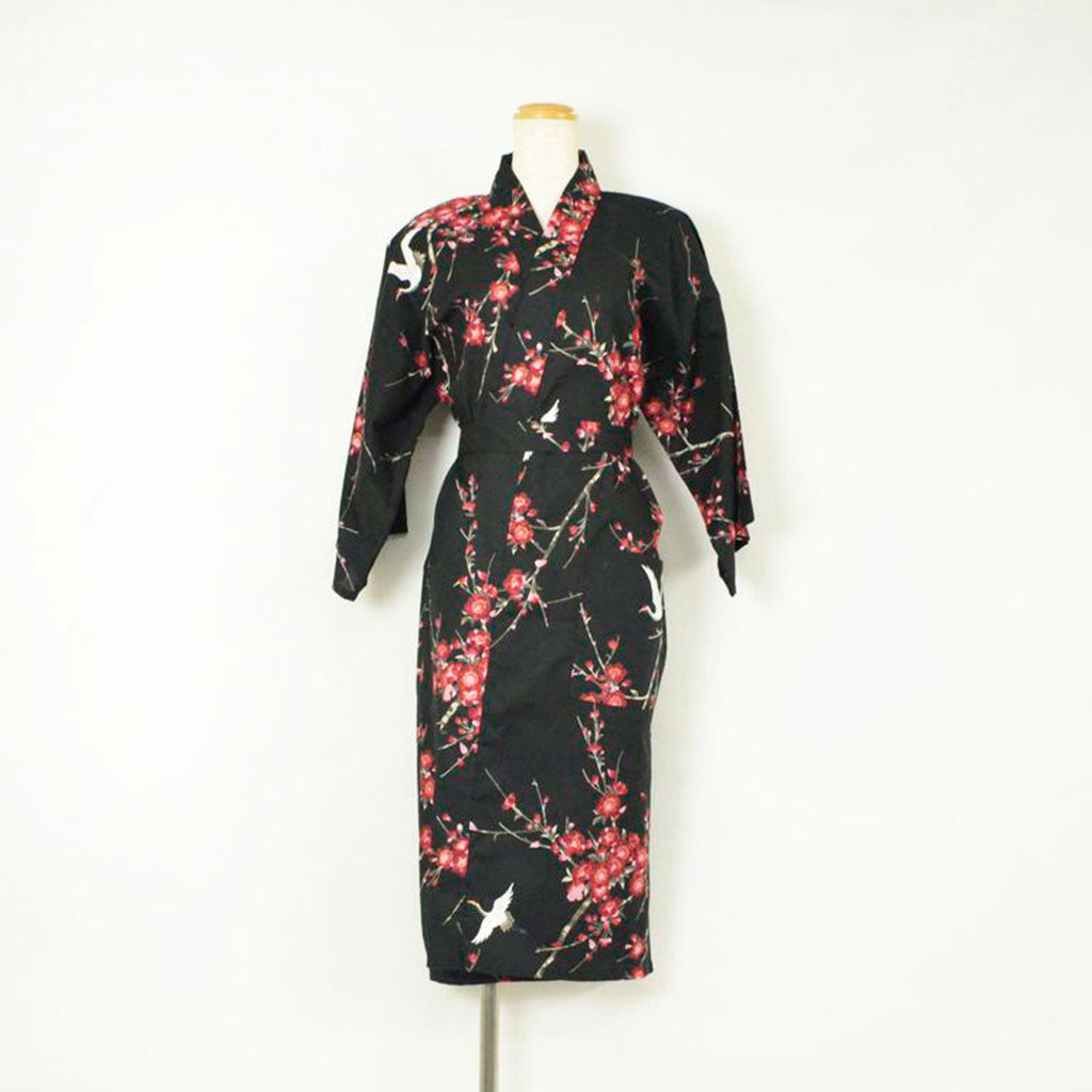 Japanese Colorful Yukata Women's Cotton Knee-length "Sakura Crane"
