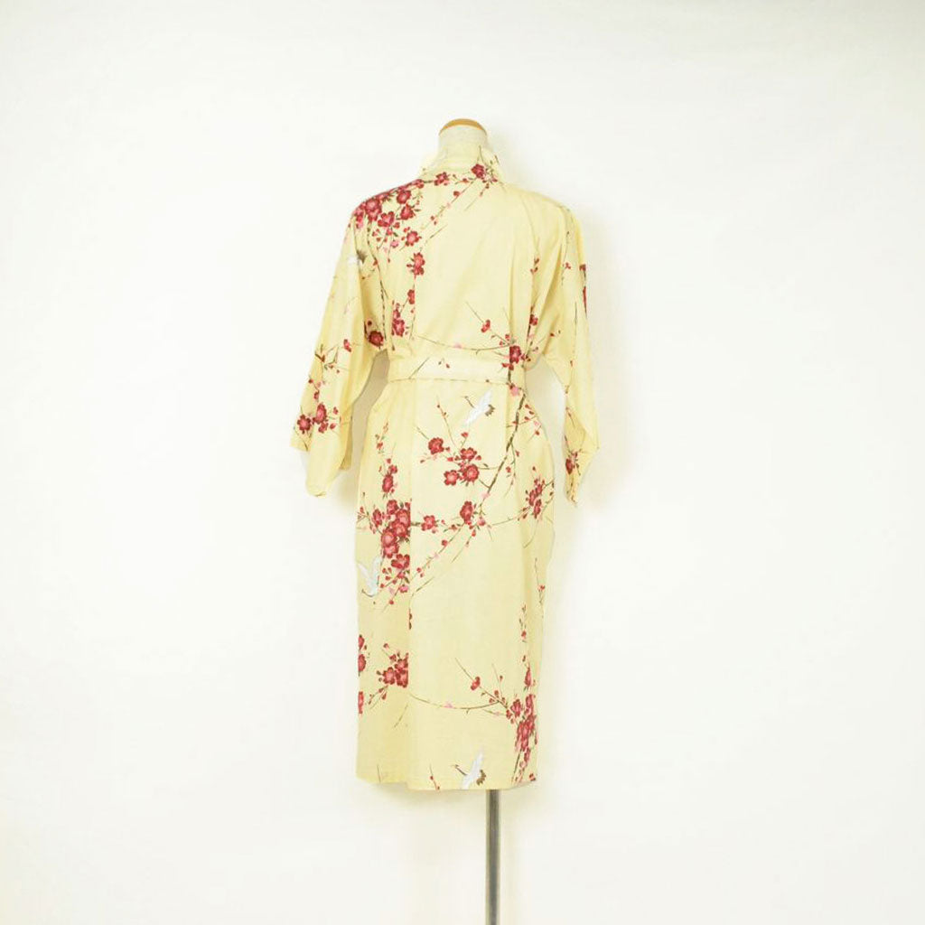 Japanese Colorful Yukata Women's Cotton Knee-length "Sakura Crane"