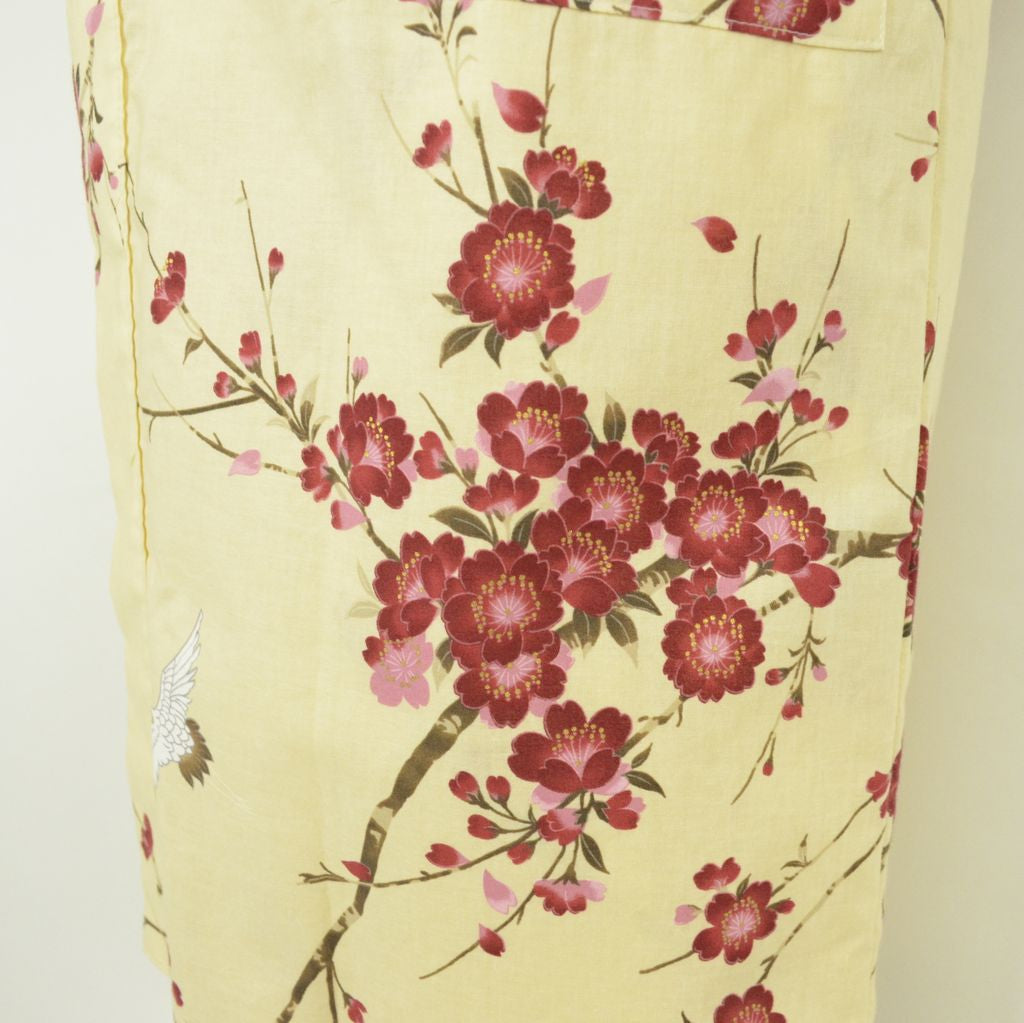 Japanese Colorful Yukata Women's Cotton Knee-length "Sakura Crane"