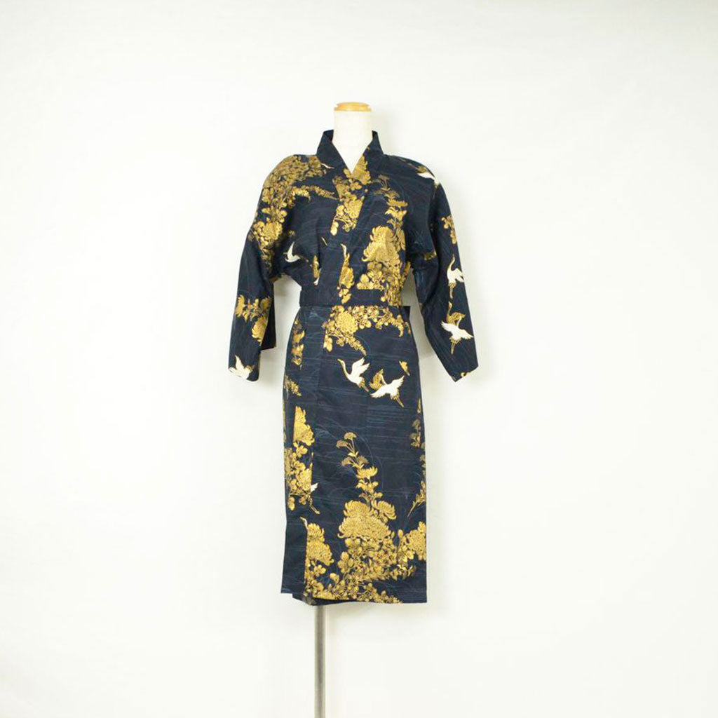 Japanese Colorful Yukata Women's Cotton Knee-length "Golden Crane"