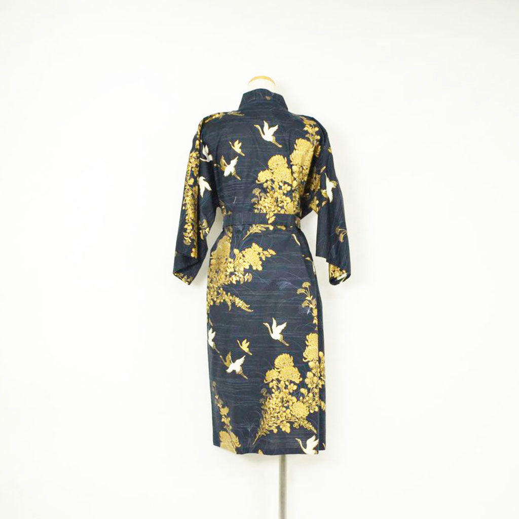 Japanese Colorful Yukata Women's Cotton Knee-length "Golden Crane"