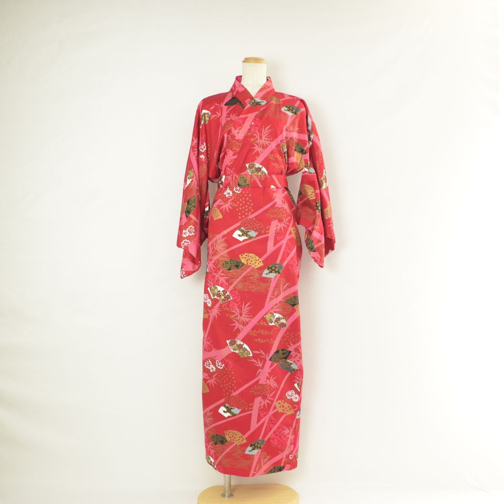 Japanese Kimono Women's Cotton "Bamboo & Fan"