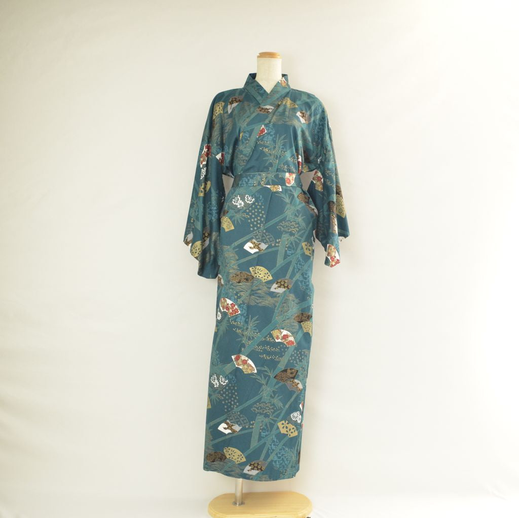 Japanese Kimono Women's Cotton "Bamboo & Fan"
