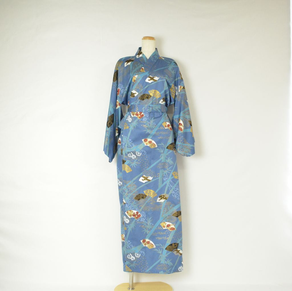 Japanese Kimono Women's Cotton "Bamboo & Fan"