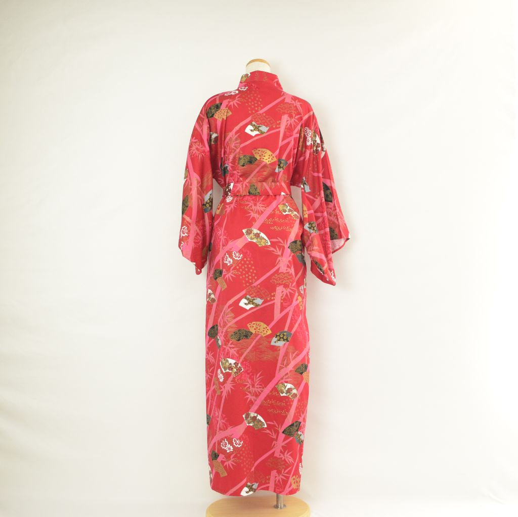 Japanese Kimono Women's Cotton "Bamboo & Fan"