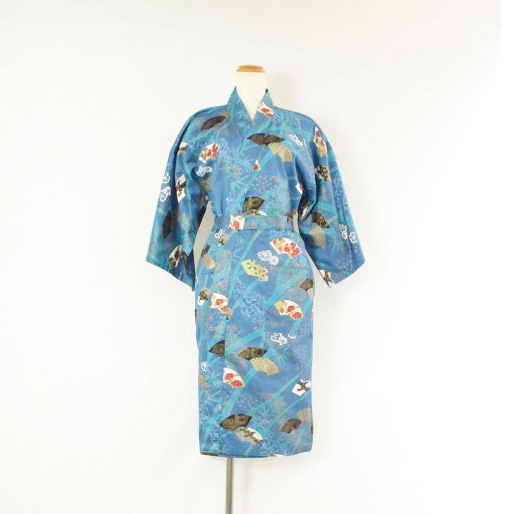 Japanese Kimono Women's Cotton Knee-length "Bamboo & Fan"