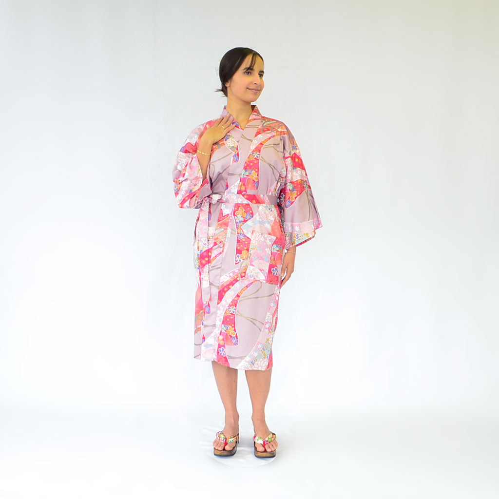 Japanese Kimono Women's Cotton Knee-length "Ribbon"