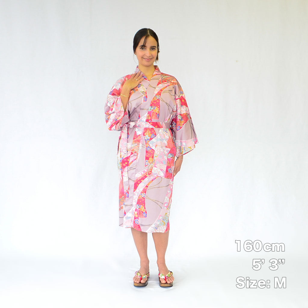Japanese Kimono Women's Cotton Knee-length "Ribbon"