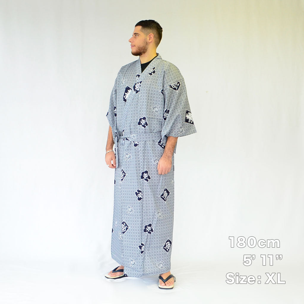 Japanese Yukata Men’s Cotton "Kite and Kotobuki"