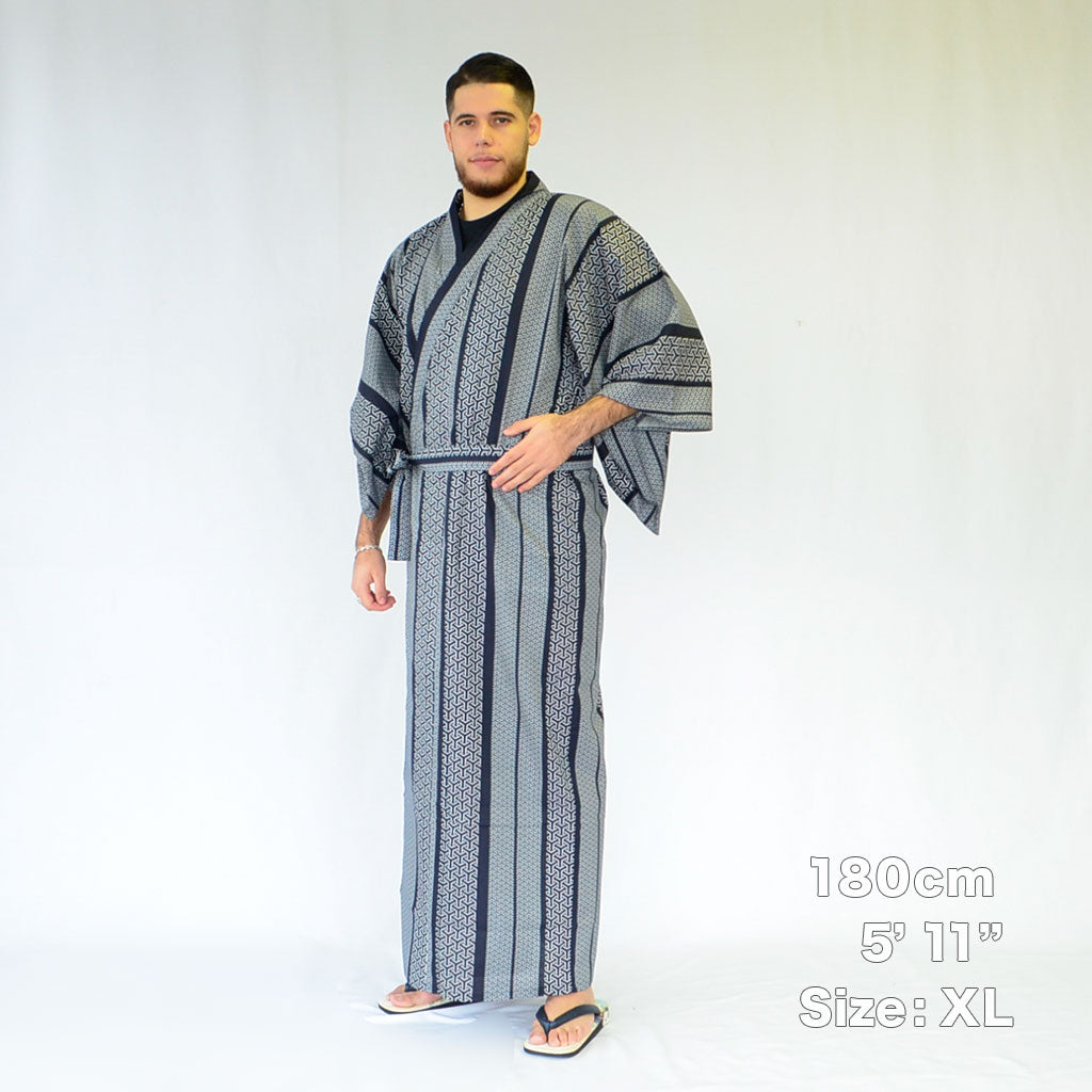 Japanese Yukata Men’s Cotton "Hexagonal Pattern"