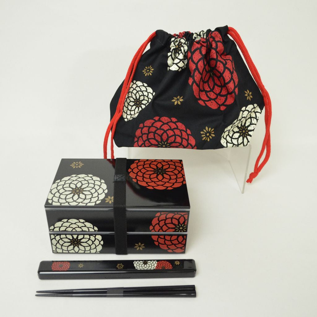 Bento Box, Chopsticks and Bag Set "Blooming Flowers"