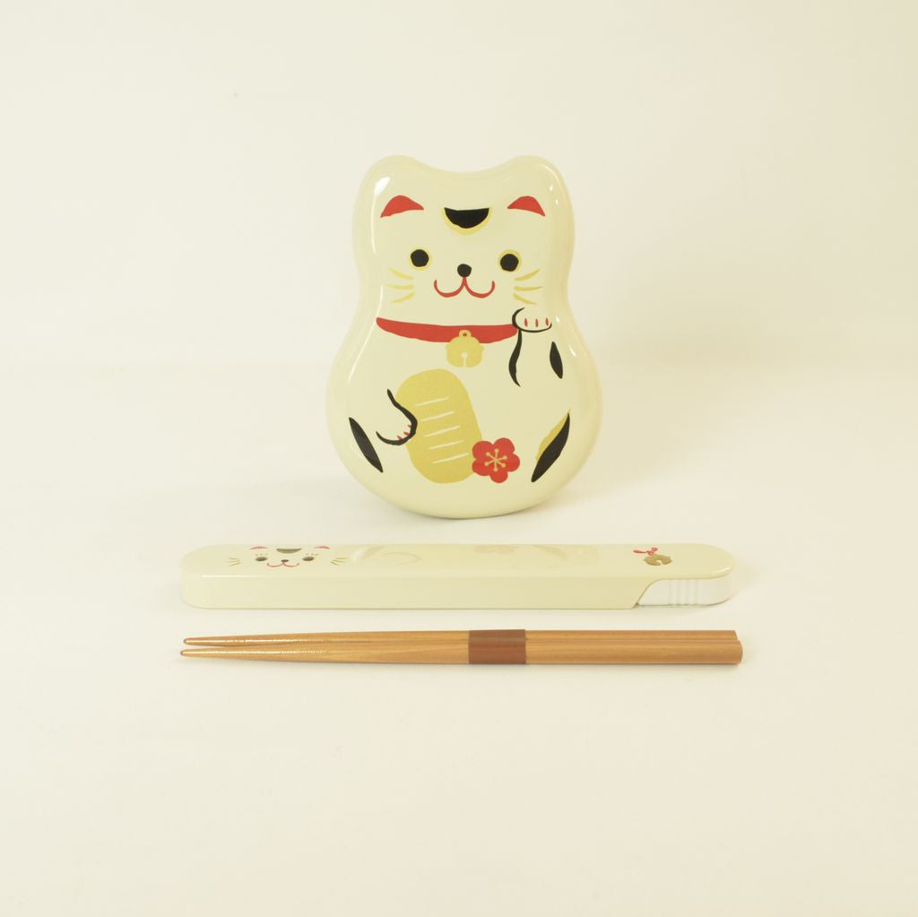 Bento Box and Chopsticks Set "Maneki-Neko"