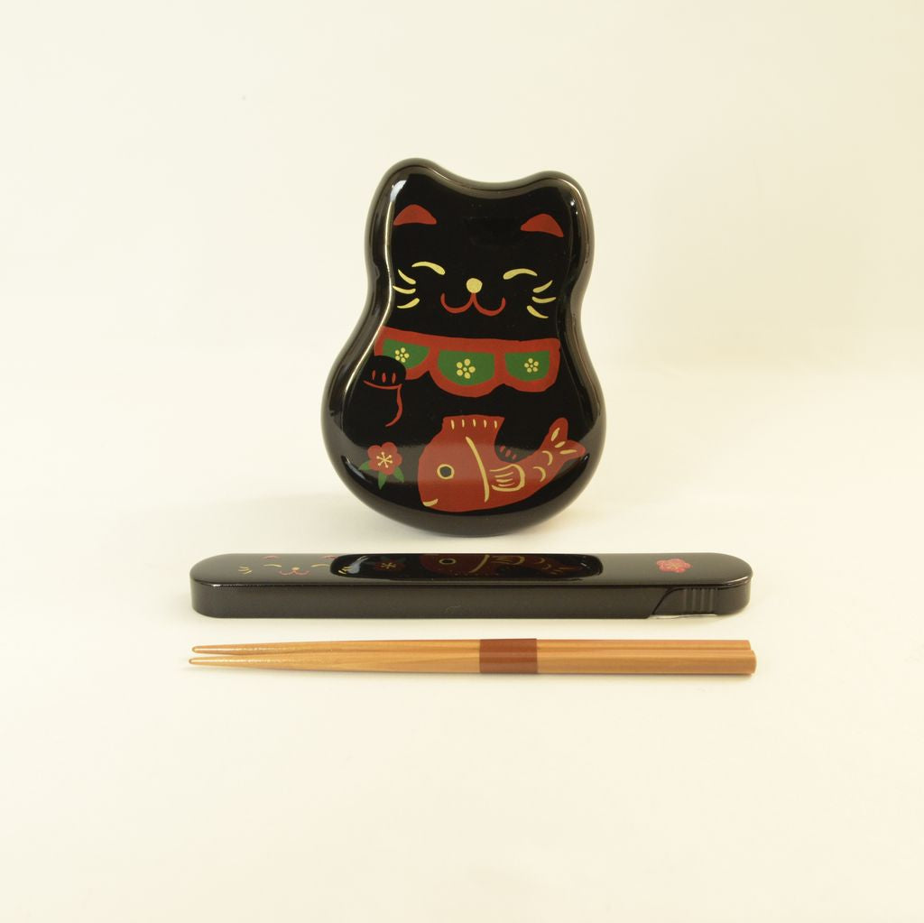 Bento Box and Chopsticks Set "Maneki-Neko"